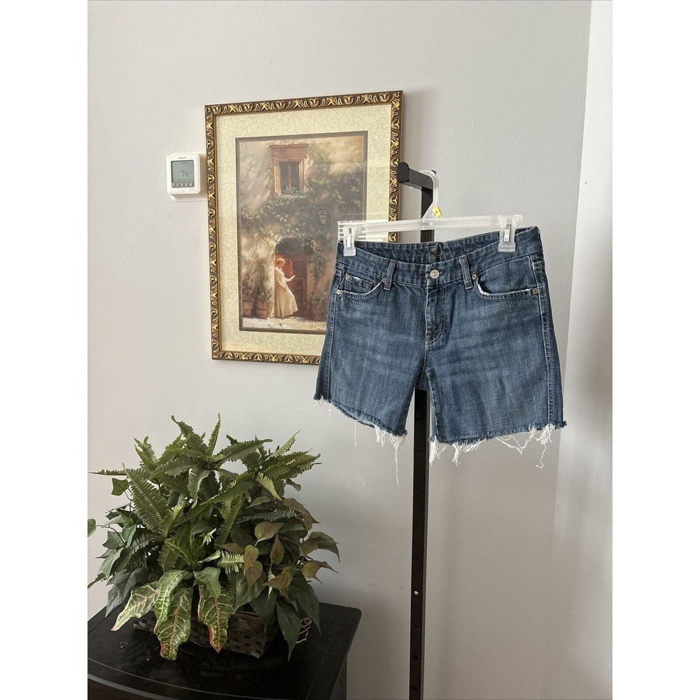 7 For All Mankind Cutoff Shorts Blue Jean Denim 5 Pockets Design Women's 30 - Picture 1 of 12